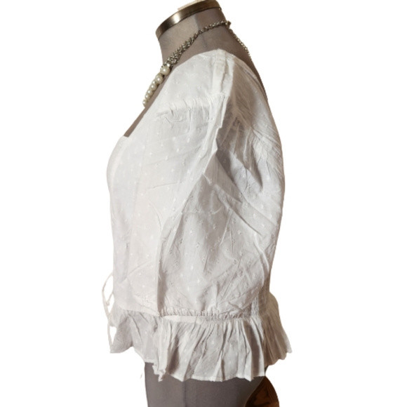 SWISS DOT ☆ WHITE LACE UP  ☆ SWEETHEART PEASANT TOP ☆ 3x ☆ NWT - Picture 5 of 9